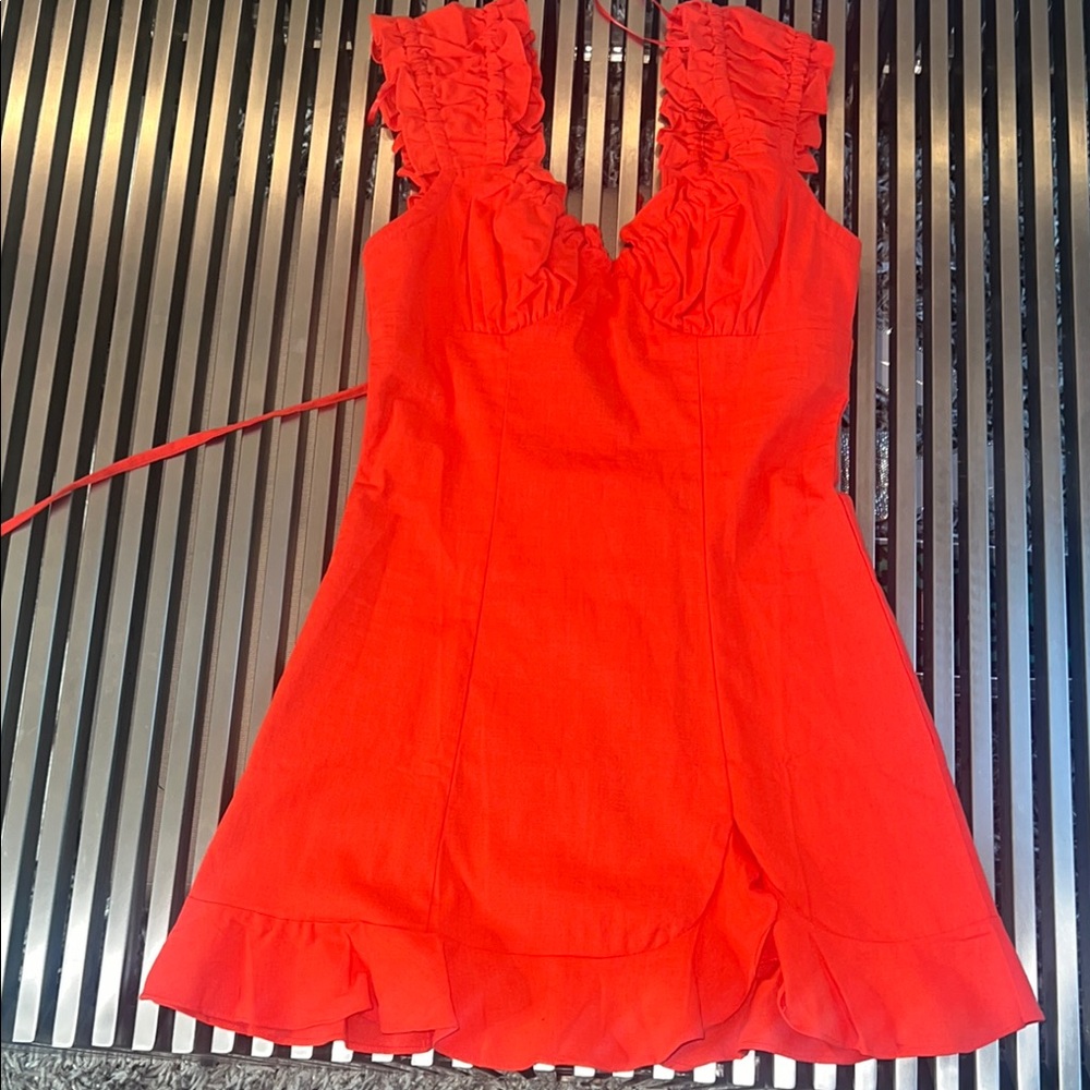 Ruffled Red Sleeveless Dress